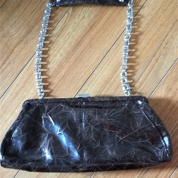 BROWN patent women's clutch/shoulder bag - Picture 2 of 4